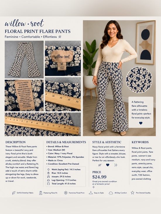 Willow Tree Pants - Willow Tree Black and White Floral Skirt